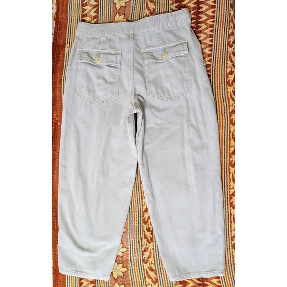 Free People We The Free Sadie Jeans Paper Bag Belted Waist Tapered Leg Sage 30 - Picture 4 of 13